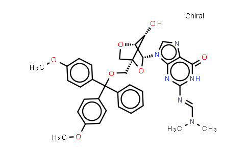 CAS No. 2940876-50-4, N'-[9-[(1R,3R,4R,7S)-1-[[bis(4-methoxyphenyl)-phenyl-methoxy]methyl]-7-hydroxy-2,5-dioxabicyclo[2.2.1]heptan-3-yl]-6-oxo-1H-purin-2-yl]-N,N-dimethyl-formamidine