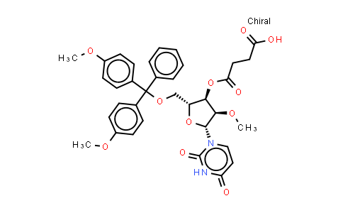 CAS No. 114745-30-1, 4-[(2R,3R,4R,5R)-2-[[bis(4-methoxyphenyl)-phenyl-methoxy]methyl]-5-(2,4-dioxopyrimidin-1-yl)-4-methoxy-tetrahydrofuran-3-yl]oxy-4-oxo-butanoic acid