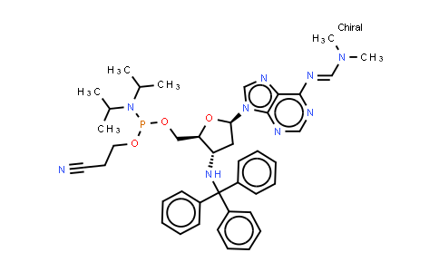 MC851467 | 1644649-86-4 | N'-[9-[(2R,4S,5S)-5-[[2-cyanoethoxy-(diisopropylamino)phosphanyl]oxymethyl]-4-(tritylamino)tetrahydrofuran-2-yl]purin-6-yl]-N,N-dimethyl-formamidine