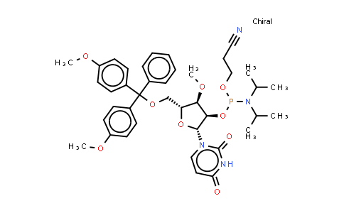 DY851472 | 179479-05-1 | 3-[[(2R,3R,4R,5R)-5-[[bis(4-methoxyphenyl)-phenyl-methoxy]methyl]-2-(2,4-dioxopyrimidin-1-yl)-4-methoxy-tetrahydrofuran-3-yl]oxy-(diisopropylamino)phosphanyl]oxypropanenitrile