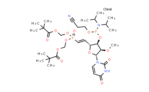 DY851474 | 2172373-55-4 | [[(E)-2-[(2R,3R,4R,5R)-3-[2-cyanoethoxy-(diisopropylamino)phosphanyl]oxy-5-(2,4-dioxopyrimidin-1-yl)-4-methoxy-tetrahydrofuran-2-yl]vinyl]-(2,2-dimethylpropanoyloxymethoxy)phosphoryl]oxymethyl 2,2-dimethylpropanoate