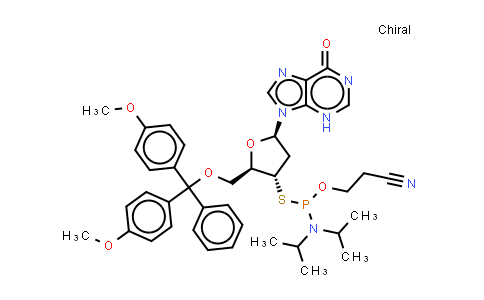 CAS No. 1334533-56-0, 3-[[(2R,3S,5R)-2-[[bis(4-methoxyphenyl)-phenyl-methoxy]methyl]-5-(6-oxo-3H-purin-9-yl)tetrahydrofuran-3-yl]sulfanyl-(diisopropylamino)phosphanyl]oxypropanenitrile