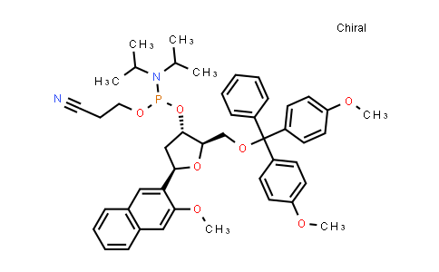 CAS No. 1117893-10-3, 3-[[(2R,3S,5R)-2-[[bis(4-methoxyphenyl)-phenyl-methoxy]methyl]-5-(3-methoxy-2-naphthyl)tetrahydrofuran-3-yl]oxy-(diisopropylamino)phosphanyl]oxypropanenitrile