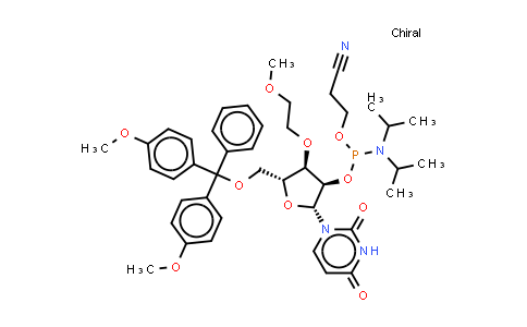 DY851491 | 1452849-90-9 | 3-[[(2R,3R,4R,5R)-5-[[bis(4-methoxyphenyl)-phenyl-methoxy]methyl]-2-(2,4-dioxopyrimidin-1-yl)-4-(2-methoxyethoxy)tetrahydrofuran-3-yl]oxy-(diisopropylamino)phosphanyl]oxypropanenitrile