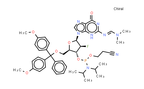 CAS No. 1391913-24-8, N'-[9-[(2R,3S,4R,5R)-5-[[bis(4-methoxyphenyl)-phenyl-methoxy]methyl]-4-[2-cyanoethoxy-(diisopropylamino)phosphanyl]oxy-3-fluoro-tetrahydrofuran-2-yl]-6-oxo-3H-purin-2-yl]-N,N-dimethyl-formamidine