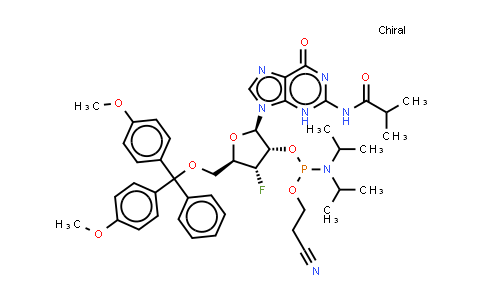 CAS No. 2080404-21-1, N-[9-[(2R,3S,4R,5R)-5-[[bis(4-methoxyphenyl)-phenyl-methoxy]methyl]-3-[2-cyanoethoxy-(diisopropylamino)phosphanyl]oxy-4-fluoro-tetrahydrofuran-2-yl]-6-oxo-3H-purin-2-yl]-2-methyl-propanamide