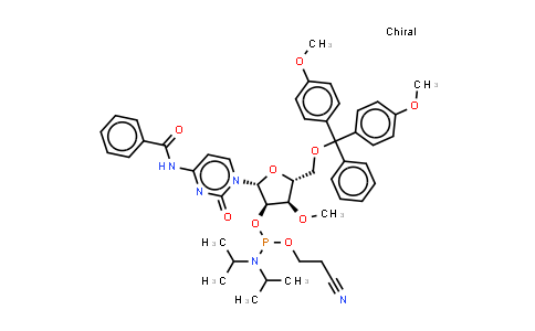 DY851507 | 179479-03-9 | N-[1-[(2R,3R,4R,5R)-5-[[bis(4-methoxyphenyl)-phenyl-methoxy]methyl]-3-[2-cyanoethoxy-(diisopropylamino)phosphanyl]oxy-4-methoxy-tetrahydrofuran-2-yl]-2-oxo-pyrimidin-4-yl]benzamide