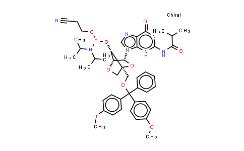 206055-77-8 | N-[9-[(1R,3R,4R,7S)-1-[[bis(4-methoxyphenyl)-phenyl-methoxy]methyl]-7-[2-cyanoethoxy-(diisopropylamino)phosphanyl]oxy-2,5-dioxabicyclo[2.2.1]heptan-3-yl]-6-oxo-3H-purin-2-yl]-2-methyl-propanamide