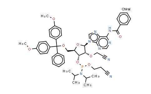 DY851524 | 223251-00-1 | N-[9-[(2R,3R,4R,5R)-5-[[bis(4-methoxyphenyl)-phenyl-methoxy]methyl]-4-[2-cyanoethoxy-(diisopropylamino)phosphanyl]oxy-3-(cyanomethoxy)tetrahydrofuran-2-yl]purin-6-yl]benzamide