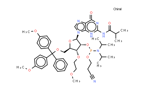 256224-06-3 | N-[9-[(2R,3R,4R,5R)-5-[[bis(4-methoxyphenyl)-phenyl-methoxy]methyl]-3-[2-cyanoethoxy-(diisopropylamino)phosphanyl]oxy-4-(2-methoxyethoxy)tetrahydrofuran-2-yl]-6-oxo-3H-purin-2-yl]-2-methyl-propanamide