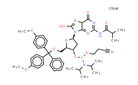 143060-53-1 | N-[9-[(2R,4S,5R)-5-[[bis(4-methoxyphenyl)-phenyl-methoxy]methyl]-4-[2-cyanoethoxy-(diisopropylamino)phosphanyl]oxy-tetrahydrofuran-2-yl]-8-hydroxy-6-oxo-5H-purin-2-yl]-2-methyl-propanamide