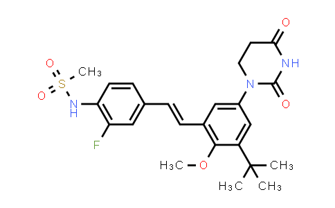 MC854387 | 1132935-93-3 | N-[4-[(E)-2-[3-tert-butyl-5-(2,4-dioxohexahydropyrimidin-1-yl)-2-methoxy-phenyl]vinyl]-2-fluoro-phenyl]methanesulfonamide