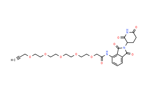 MC854791 | 2940935-42-0 | N-[2-(2,6-dioxo-3-piperidyl)-1,3-dioxo-isoindolin-4-yl]-2-[2-[2-[2-(2-prop-2-ynoxyethoxy)ethoxy]ethoxy]ethoxy]acetamide