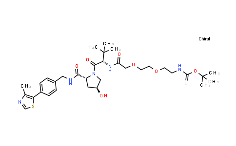 MC855341 | 2766352-67-2 | tert-butyl N-[2-[2-[2-[[(1S)-1-[(2R,4S)-4-hydroxy-2-[[4-(4-methylthiazol-5-yl)phenyl]methylcarbamoyl]pyrrolidine-1-carbonyl]-2,2-dimethyl-propyl]amino]-2-oxo-ethoxy]ethoxy]ethyl]carbamate