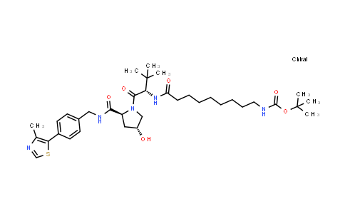 2412055-08-2 | tert-butyl N-[9-[[(1S)-1-[(2S,4R)-4-hydroxy-2-[[4-(4-methylthiazol-5-yl)phenyl]methylcarbamoyl]pyrrolidine-1-carbonyl]-2,2-dimethyl-propyl]amino]-9-oxo-nonyl]carbamate