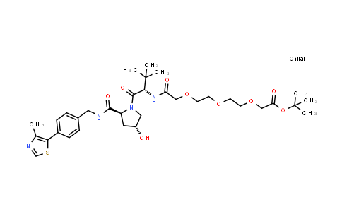 MC855375 | 2247480-66-4 | tert-butyl 2-[2-[2-[2-[[(1S)-1-[(2S,4R)-4-hydroxy-2-[[4-(4-methylthiazol-5-yl)phenyl]methylcarbamoyl]pyrrolidine-1-carbonyl]-2,2-dimethyl-propyl]amino]-2-oxo-ethoxy]ethoxy]ethoxy]acetate