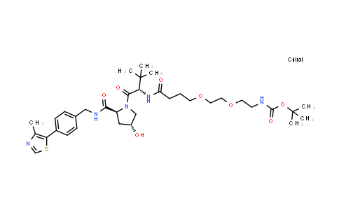 DY855406 | 2724269-29-6 | tert-butyl N-[2-[2-[4-[[(1S)-1-[(2S,4R)-4-hydroxy-2-[[4-(4-methylthiazol-5-yl)phenyl]methylcarbamoyl]pyrrolidine-1-carbonyl]-2,2-dimethyl-propyl]amino]-4-oxo-butoxy]ethoxy]ethyl]carbamate