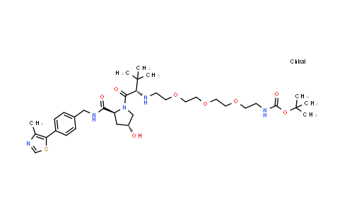 CAS No. 2357112-05-9, tert-butyl N-[2-[2-[2-[2-[[(1S)-1-[(2S,4R)-4-hydroxy-2-[[4-(4-methylthiazol-5-yl)phenyl]methylcarbamoyl]pyrrolidine-1-carbonyl]-2,2-dimethyl-propyl]amino]ethoxy]ethoxy]ethoxy]ethyl]carbamate