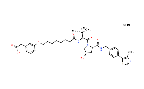 DY855413 | 2467965-47-3 | 2-[3-[8-[[(1S)-1-[(2S,4R)-4-hydroxy-2-[[4-(4-methylthiazol-5-yl)phenyl]methylcarbamoyl]pyrrolidine-1-carbonyl]-2,2-dimethyl-propyl]amino]-8-oxo-octoxy]phenyl]acetic acid