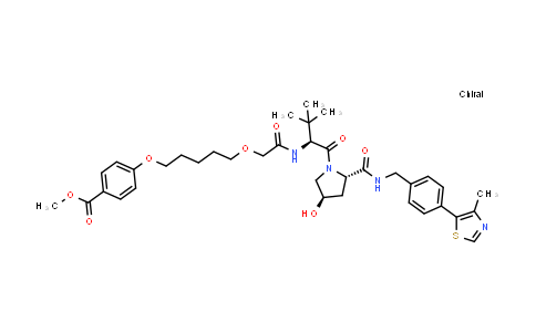 2550756-28-8 | methyl 4-[5-[2-[[(1S)-1-[(2S,4R)-4-hydroxy-2-[[4-(4-methylthiazol-5-yl)phenyl]methylcarbamoyl]pyrrolidine-1-carbonyl]-2,2-dimethyl-propyl]amino]-2-oxo-ethoxy]pentoxy]benzoate