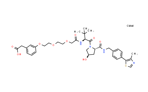 CAS No. 2467965-98-4, 2-[3-[2-[2-[2-[[(1S)-1-[(2S,4R)-4-hydroxy-2-[[4-(4-methylthiazol-5-yl)phenyl]methylcarbamoyl]pyrrolidine-1-carbonyl]-2,2-dimethyl-propyl]amino]-2-oxo-ethoxy]ethoxy]ethoxy]phenyl]acetic acid