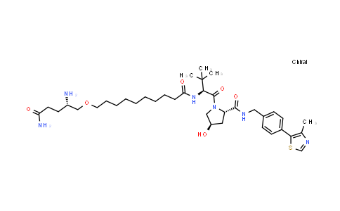 DY855430 | 2502196-97-4 | (2S,4R)-1-[(2S)-2-[10-[(2S)-2,5-diamino-5-oxo-pentoxy]decanoylamino]-3,3-dimethyl-butanoyl]-4-hydroxy-N-[[4-(4-methylthiazol-5-yl)phenyl]methyl]pyrrolidine-2-carboxamide