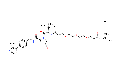 MC855433 | 2140807-41-4 | tert-butyl 3-[2-[2-[3-[[(1S)-1-[(2S,4R)-4-hydroxy-2-[[4-(4-methylthiazol-5-yl)phenyl]methylcarbamoyl]pyrrolidine-1-carbonyl]-2,2-dimethyl-propyl]amino]-3-oxo-propoxy]ethoxy]ethoxy]propanoate