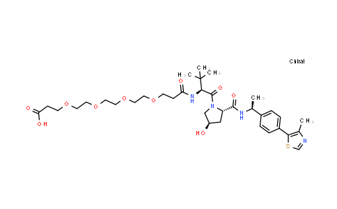 CAS No. 2468040-57-3, 3-[2-[2-[2-[3-[[(1S)-1-[(2S,4R)-4-hydroxy-2-[[(1S)-1-[4-(4-methylthiazol-5-yl)phenyl]ethyl]carbamoyl]pyrrolidine-1-carbonyl]-2,2-dimethyl-propyl]amino]-3-oxo-propoxy]ethoxy]ethoxy]ethoxy]propanoic acid