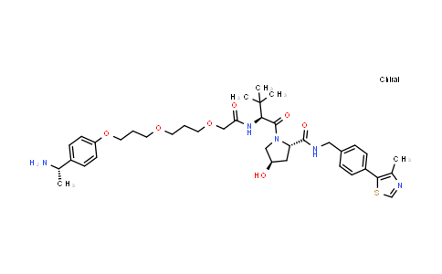 DY855443 | 2086298-95-3 | (2S,4R)-1-[(2S)-2-[[2-[3-[3-[4-[(1S)-1-aminoethyl]phenoxy]propoxy]propoxy]acetyl]amino]-3,3-dimethyl-butanoyl]-4-hydroxy-N-[[4-(4-methylthiazol-5-yl)phenyl]methyl]pyrrolidine-2-carboxamide