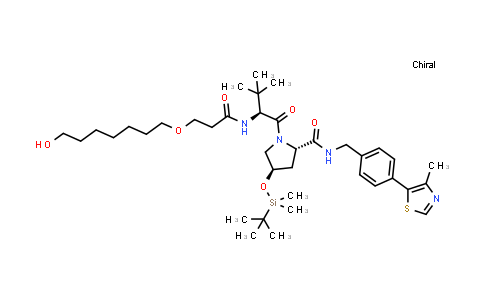 DY855453 | 2361118-78-5 | (2S,4R)-4-[tert-butyl(dimethyl)silyl]oxy-1-[(2S)-2-[3-(7-hydroxyheptoxy)propanoylamino]-3,3-dimethyl-butanoyl]-N-[[4-(4-methylthiazol-5-yl)phenyl]methyl]pyrrolidine-2-carboxamide