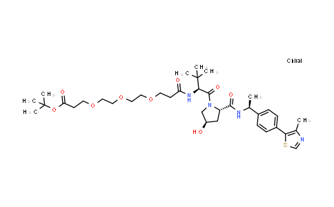 2499815-15-3 | tert-butyl 3-[2-[2-[3-[[(1S)-1-[(2S,4R)-4-hydroxy-2-[[(1S)-1-[4-(4-methylthiazol-5-yl)phenyl]ethyl]carbamoyl]pyrrolidine-1-carbonyl]-2,2-dimethyl-propyl]amino]-3-oxo-propoxy]ethoxy]ethoxy]propanoate
