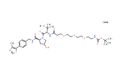 2493430-80-9 | tert-butyl N-[2-[2-[2-[3-[[(1S)-1-[(2S,4R)-4-hydroxy-2-[[4-(4-methylthiazol-5-yl)phenyl]methylcarbamoyl]pyrrolidine-1-carbonyl]-2,2-dimethyl-propyl]amino]-3-oxo-propoxy]ethoxy]ethoxy]ethyl]carbamate