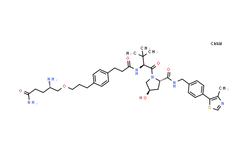 DY855461 | 2502196-85-0 | (2S,4R)-1-[(2S)-2-[3-[4-[3-[(2S)-2,5-diamino-5-oxo-pentoxy]propyl]phenyl]propanoylamino]-3,3-dimethyl-butanoyl]-4-hydroxy-N-[[4-(4-methylthiazol-5-yl)phenyl]methyl]pyrrolidine-2-carboxamide
