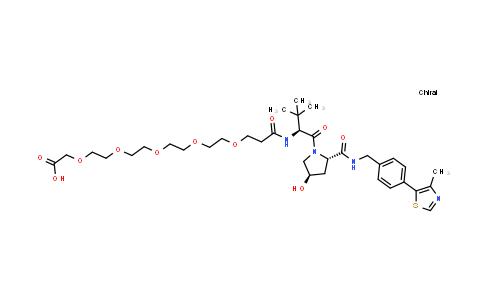 CAS No. 2407457-69-4, 2-[2-[2-[2-[2-[3-[[(1S)-1-[(2S,4R)-4-hydroxy-2-[[4-(4-methylthiazol-5-yl)phenyl]methylcarbamoyl]pyrrolidine-1-carbonyl]-2,2-dimethyl-propyl]amino]-3-oxo-propoxy]ethoxy]ethoxy]ethoxy]ethoxy]acetic acid