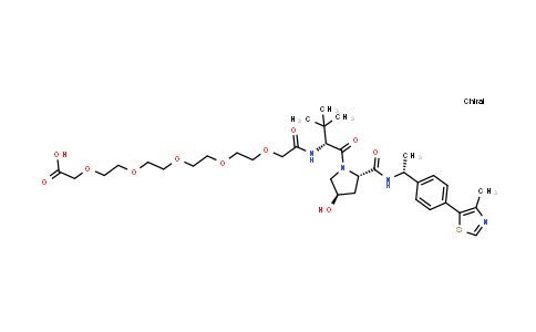 CAS No. 2601727-79-9, 2-[2-[2-[2-[2-[2-[[(1R)-1-[(2S,4R)-4-hydroxy-2-[[(1R)-1-[4-(4-methylthiazol-5-yl)phenyl]ethyl]carbamoyl]pyrrolidine-1-carbonyl]-2,2-dimethyl-propyl]amino]-2-oxo-ethoxy]ethoxy]ethoxy]ethoxy]ethoxy]acetic acid