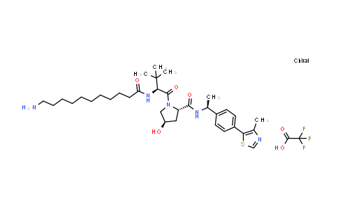 CAS No. 2376139-53-4, (2S,4R)-1-[(2S)-2-(11-aminoundecanoylamino)-3,3-dimethyl-butanoyl]-4-hydroxy-N-[(1S)-1-[4-(4-methylthiazol-5-yl)phenyl]ethyl]pyrrolidine-2-carboxamide;2,2,2-trifluoroacetic acid