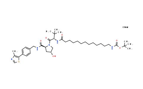 MC855475 | 2451247-82-6 | tert-butyl N-[13-[[(1S)-1-[(2S,4R)-4-hydroxy-2-[[4-(4-methylthiazol-5-yl)phenyl]methylcarbamoyl]pyrrolidine-1-carbonyl]-2,2-dimethyl-propyl]amino]-13-oxo-tridecyl]carbamate