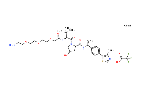 DY855480 | 2940879-96-7 | (2S,4R)-1-[(2S)-2-[[2-[2-[2-(2-aminoethoxy)ethoxy]ethoxy]acetyl]amino]-3,3-dimethyl-butanoyl]-4-hydroxy-N-[(1S)-1-[4-(4-methylthiazol-5-yl)phenyl]ethyl]pyrrolidine-2-carboxamide;2,2,2-trifluoroacetic acid
