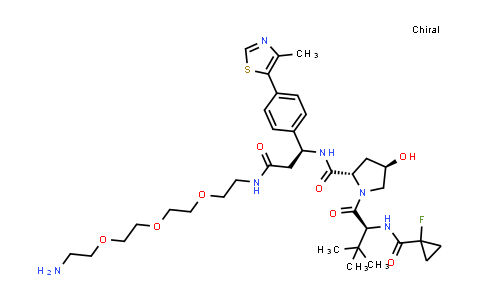 CAS No. 2768514-86-7, (2S,4R)-N-[(1S)-3-[2-[2-[2-(2-aminoethoxy)ethoxy]ethoxy]ethylamino]-1-[4-(4-methylthiazol-5-yl)phenyl]-3-oxo-propyl]-1-[(2S)-2-[(1-fluorocyclopropanecarbonyl)amino]-3,3-dimethyl-butanoyl]-4-hydroxy-pyrrolidine-2-carboxamide