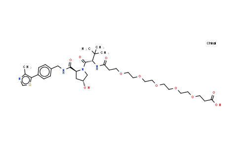 CAS No. 2172820-14-1, 3-[2-[2-[2-[2-[3-[[(1S)-1-[(2S,4R)-4-hydroxy-2-[[4-(4-methylthiazol-5-yl)phenyl]methylcarbamoyl]pyrrolidine-1-carbonyl]-2,2-dimethyl-propyl]amino]-3-oxo-propoxy]ethoxy]ethoxy]ethoxy]ethoxy]propanoic acid