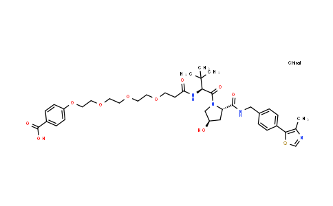 DY855492 | 2688100-42-5 | 4-[2-[2-[2-[3-[[(1S)-1-[(2S,4R)-4-hydroxy-2-[[4-(4-methylthiazol-5-yl)phenyl]methylcarbamoyl]pyrrolidine-1-carbonyl]-2,2-dimethyl-propyl]amino]-3-oxo-propoxy]ethoxy]ethoxy]ethoxy]benzoic acid