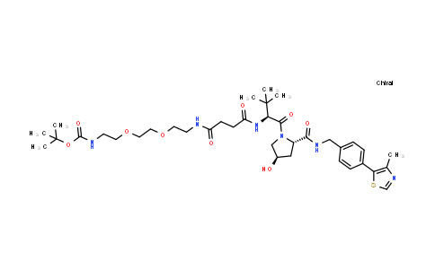 CAS No. 2143097-18-9, tert-butyl N-[2-[2-[2-[[4-[[(1S)-1-[(2S,4R)-4-hydroxy-2-[[4-(4-methylthiazol-5-yl)phenyl]methylcarbamoyl]pyrrolidine-1-carbonyl]-2,2-dimethyl-propyl]amino]-4-oxo-butanoyl]amino]ethoxy]ethoxy]ethyl]carbamate