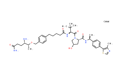 CAS No. 2502196-93-0, (2S,4S)-1-[(2S)-2-[5-[4-[[(1R,2S)-2,5-diamino-1-methyl-5-oxo-pentoxy]methyl]phenyl]pentanoylamino]-3,3-dimethyl-butanoyl]-4-hydroxy-N-[(1S)-1-[4-(4-methylthiazol-5-yl)phenyl]ethyl]pyrrolidine-2-carboxamide
