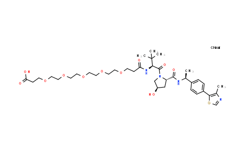 DY855503 | 2416133-83-8 | 3-[2-[2-[2-[2-[3-[[(1S)-1-[(2S,4R)-4-hydroxy-2-[[(1S)-1-[4-(4-methylthiazol-5-yl)phenyl]ethyl]carbamoyl]pyrrolidine-1-carbonyl]-2,2-dimethyl-propyl]amino]-3-oxo-propoxy]ethoxy]ethoxy]ethoxy]ethoxy]propanoic acid