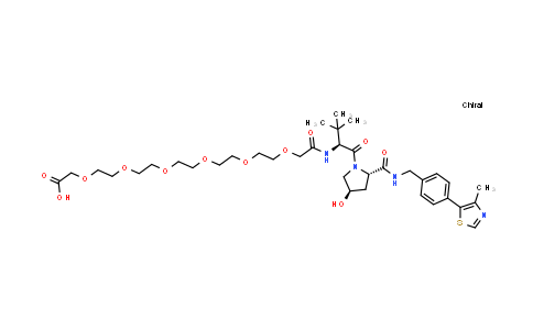 MC855506 | 2361117-11-3 | 2-[2-[2-[2-[2-[2-[2-[[(1S)-1-[(2S,4R)-4-hydroxy-2-[[4-(4-methylthiazol-5-yl)phenyl]methylcarbamoyl]pyrrolidine-1-carbonyl]-2,2-dimethyl-propyl]amino]-2-oxo-ethoxy]ethoxy]ethoxy]ethoxy]ethoxy]ethoxy]acetic acid