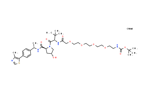 DY855512 | 2671004-45-6 | tert-butyl N-[2-[2-[2-[2-[2-[[(1S)-1-[(2S,4R)-4-hydroxy-2-[[(1S)-1-[4-(4-methylthiazol-5-yl)phenyl]ethyl]carbamoyl]pyrrolidine-1-carbonyl]-2,2-dimethyl-propyl]amino]-2-oxo-ethoxy]ethoxy]ethoxy]ethoxy]ethyl]carbamate