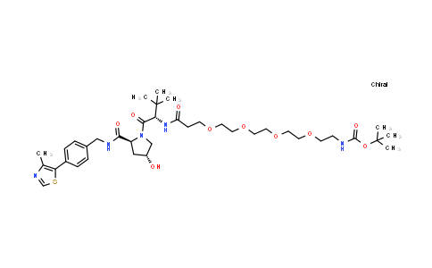 DY855513 | 2489876-11-9 | tert-butyl N-[2-[2-[2-[2-[3-[[(1S)-1-[(2S,4R)-4-hydroxy-2-[[4-(4-methylthiazol-5-yl)phenyl]methylcarbamoyl]pyrrolidine-1-carbonyl]-2,2-dimethyl-propyl]amino]-3-oxo-propoxy]ethoxy]ethoxy]ethoxy]ethyl]carbamate