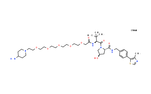 DY855528 | 2716125-26-5 | (2S,4R)-1-[(2S)-2-[[2-[2-[2-[2-[2-[2-(4-amino-1-piperidyl)ethoxy]ethoxy]ethoxy]ethoxy]ethoxy]acetyl]amino]-3,3-dimethyl-butanoyl]-4-hydroxy-N-[[4-(4-methylthiazol-5-yl)phenyl]methyl]pyrrolidine-2-carboxamide