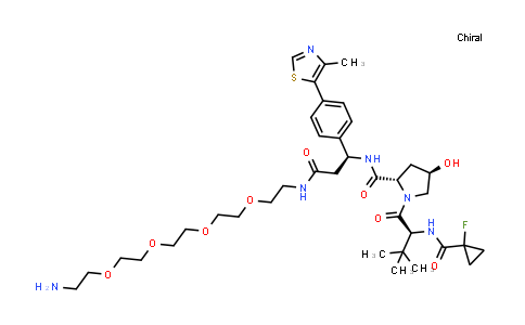 CAS No. 2768514-87-8, (2S,4R)-N-[(1S)-3-[2-[2-[2-[2-(2-aminoethoxy)ethoxy]ethoxy]ethoxy]ethylamino]-1-[4-(4-methylthiazol-5-yl)phenyl]-3-oxo-propyl]-1-[(2S)-2-[(1-fluorocyclopropanecarbonyl)amino]-3,3-dimethyl-butanoyl]-4-hydroxy-pyrrolidine-2-carboxamide