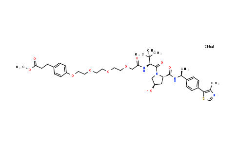 MC855539 | 2408334-58-5 | methyl 3-[4-[2-[2-[2-[2-[[(1S)-1-[(2S,4R)-4-hydroxy-2-[[(1S)-1-[4-(4-methylthiazol-5-yl)phenyl]ethyl]carbamoyl]pyrrolidine-1-carbonyl]-2,2-dimethyl-propyl]amino]-2-oxo-ethoxy]ethoxy]ethoxy]ethoxy]phenyl]propanoate